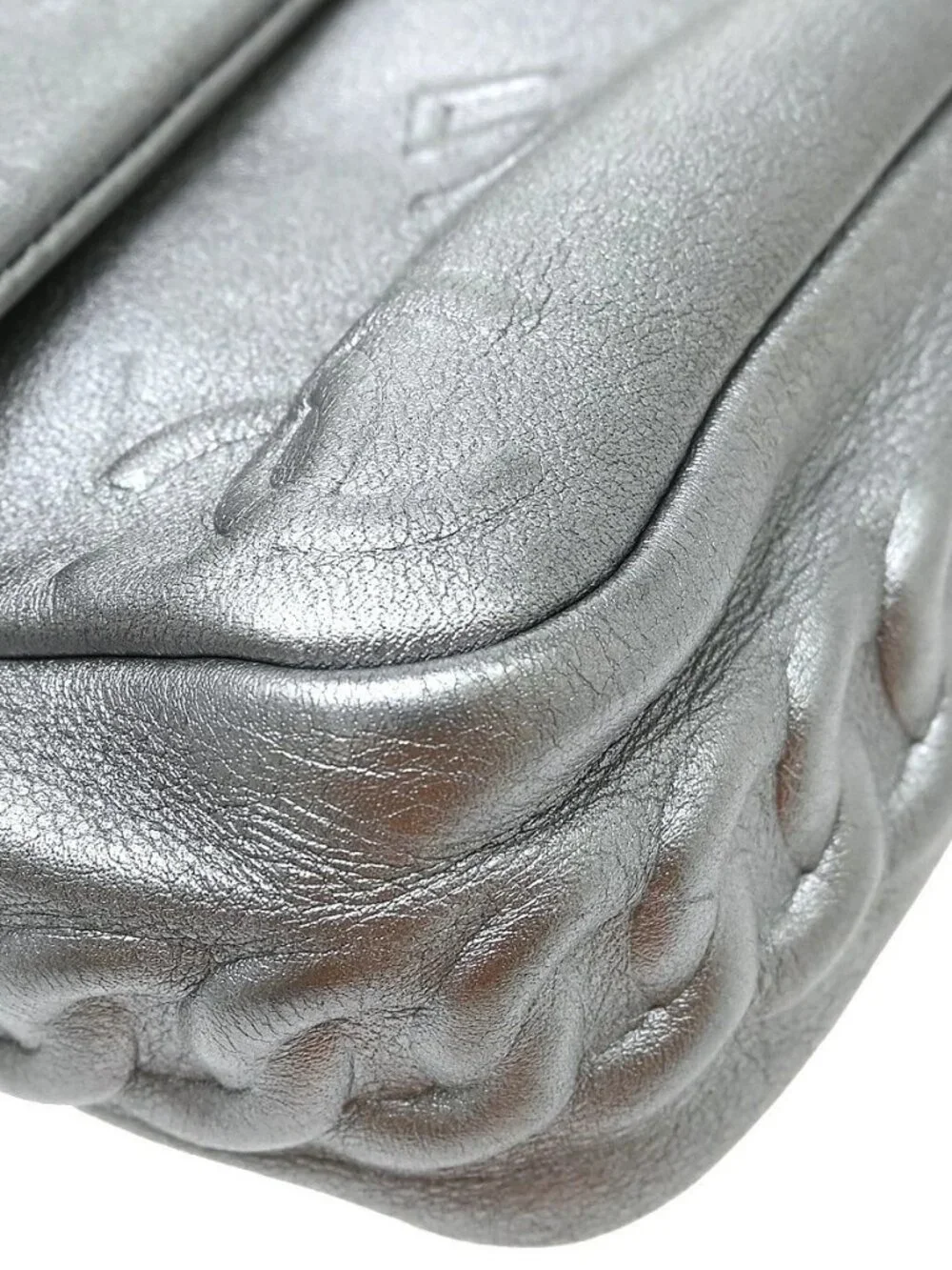 Best08 Chanel Silver Lambskin Double Chain Shoulder Bag KQ01811